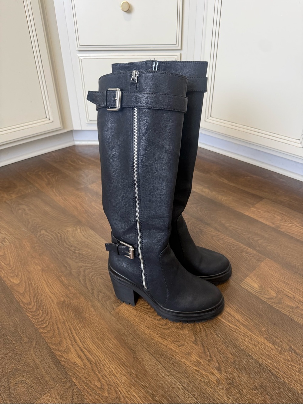 Mix No 6 Black Leather Biker Boots - 7 1/2